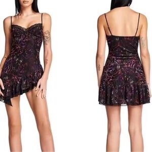 I.AM.GIA Black and Purple Asymmetrical Dress